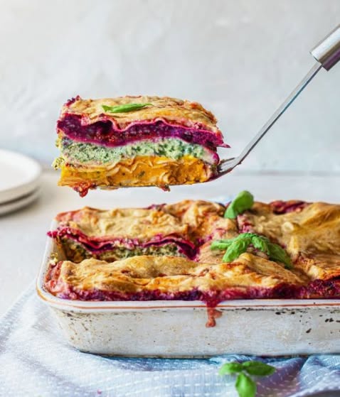 Rainbow vegetable lasagna