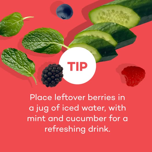 Berry, cucumber and mint iced water