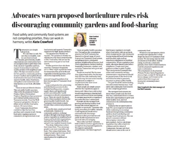 Safe food and community food advocacy