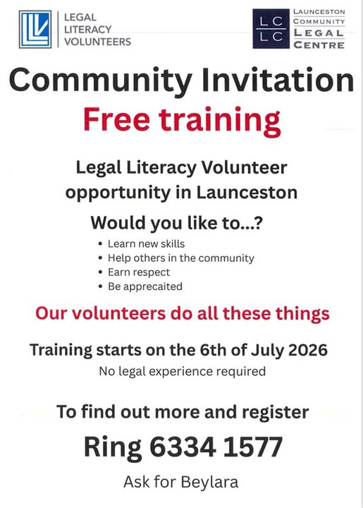 Legal Literacy Volunteer Information Session at Launceston Neighbourhood House