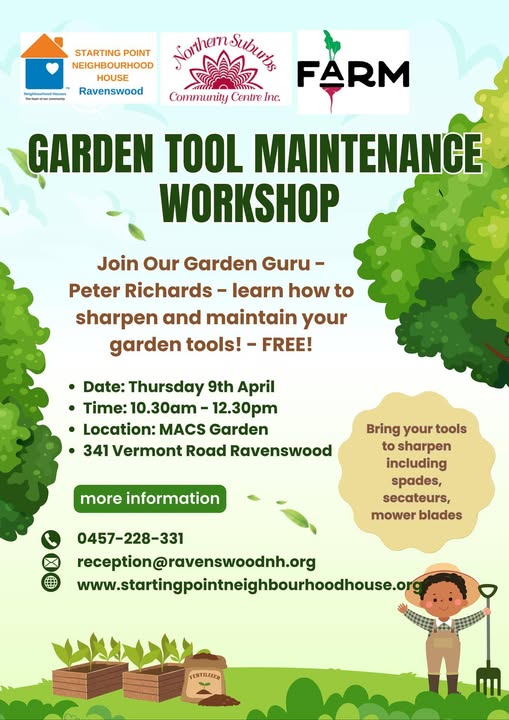 Garden Tool Maintenance Workshop Hosted at Macs Shed for Residents